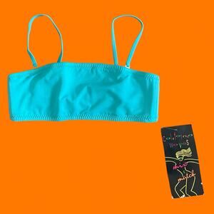 90's vintage aqua blue strapless bikini top SMALL *deadstock* california waves